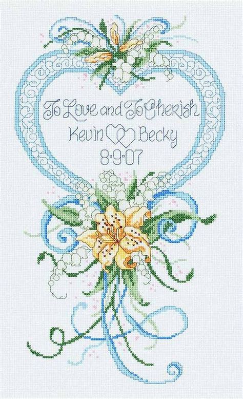 Wedding cross stitch free pattern - A simple clove hitch knot around which you can cross stitch the names and dates. It is a small knot cross stitch pattern with minimal colours that you can easily switch. You can have it stitched up in no time. The font used …